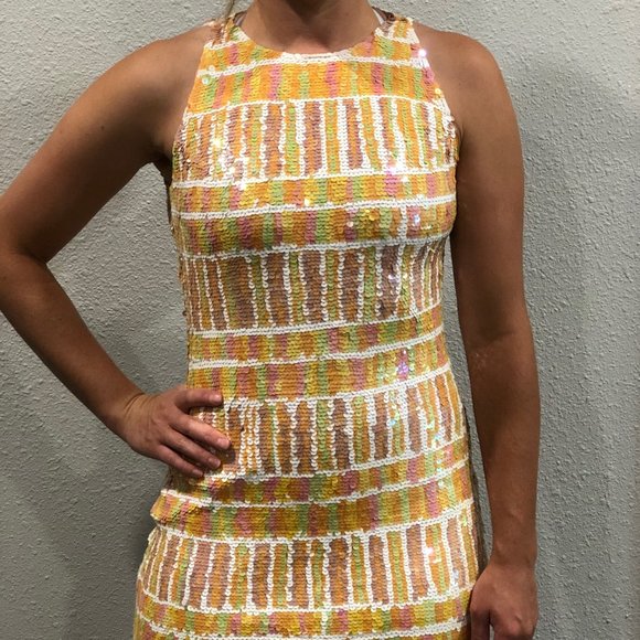 Vintage Oleg Cassini Black Tie Sequin Dress - Picture 3 of 4